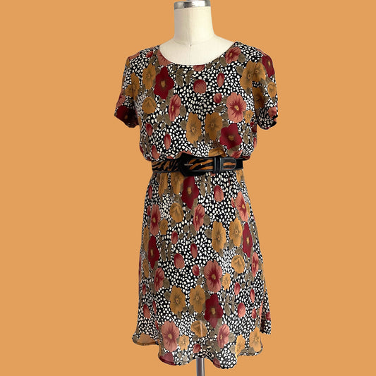 90s Multi Print Pull Over Shift Dress