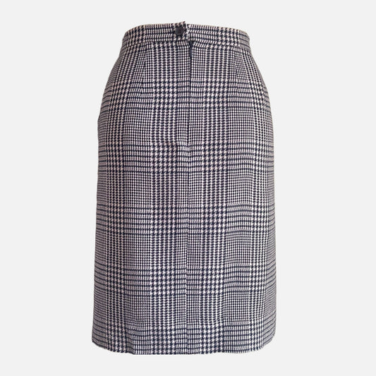90s Navy and Pastel Pink Pink Houndstooth Plaid Skirt
