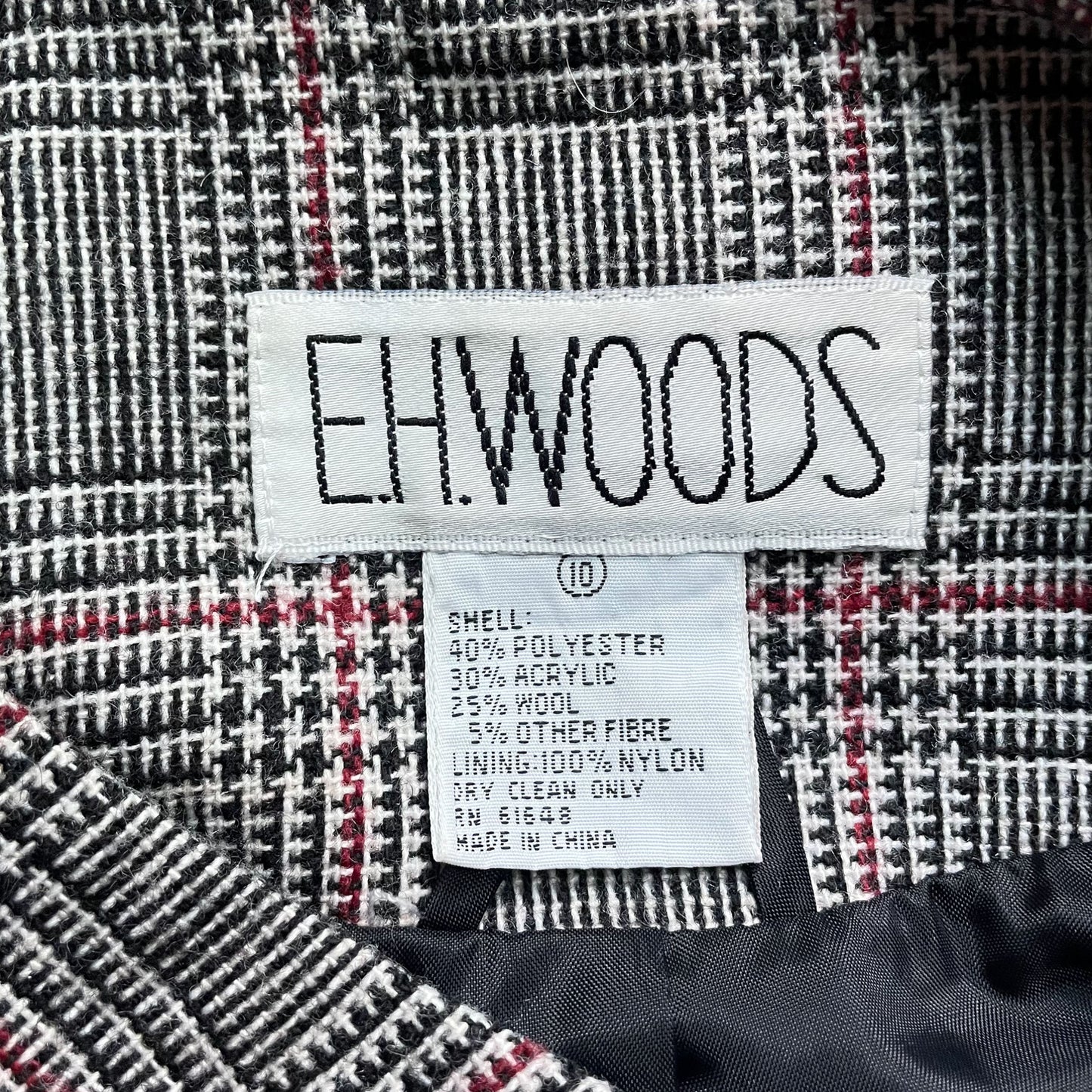 90s Houndstooth Asymmetrical Skirt Suit