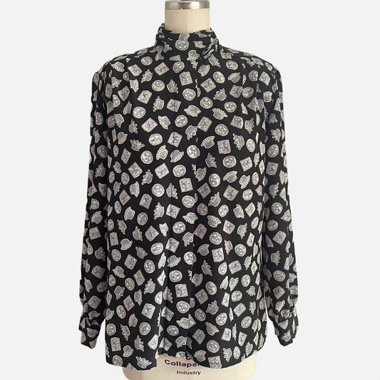 80s Heraldic Print Secretary Top