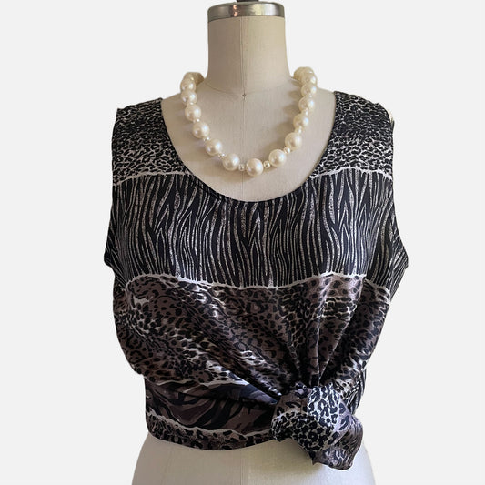 90s 100% Silk Animal Print Camisole Top