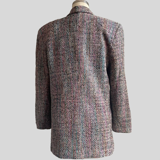 90s 100% Handwoven Silk Multicolor Tweed Boyfriend Blazer