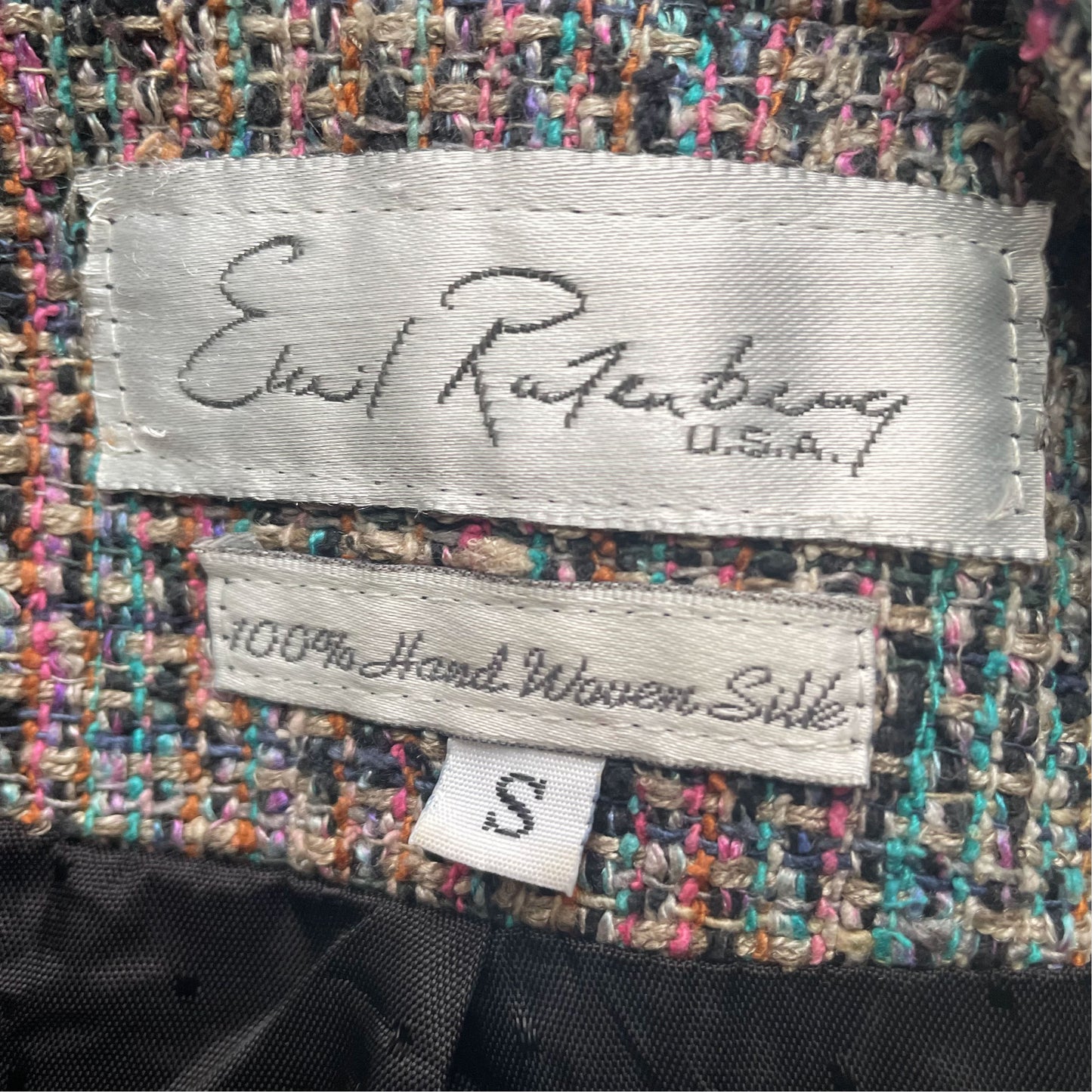 90s 100% Handwoven Silk Multicolor Tweed Boyfriend Blazer