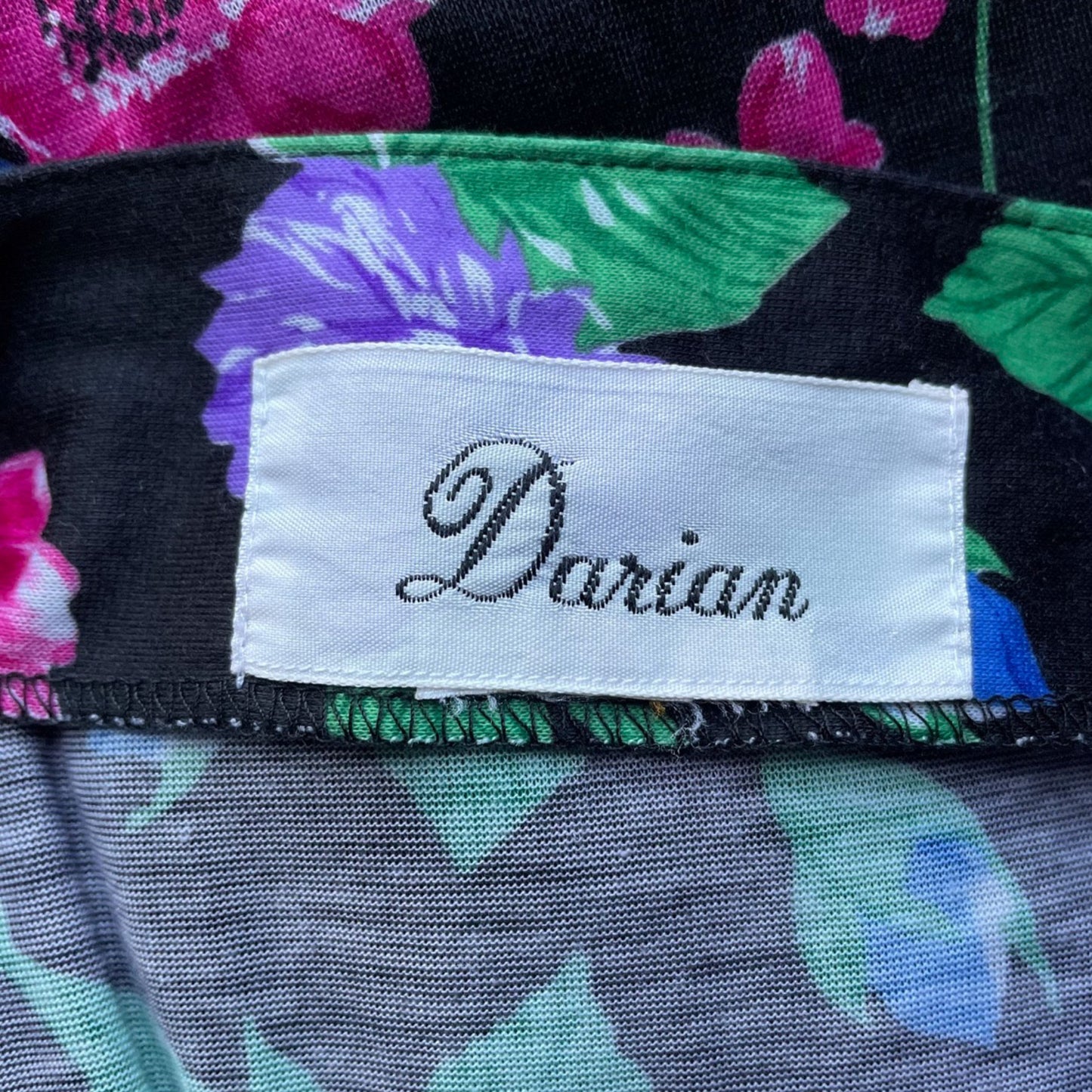 80s/90s Multicolor Floral and Black Sleeveless Sundress