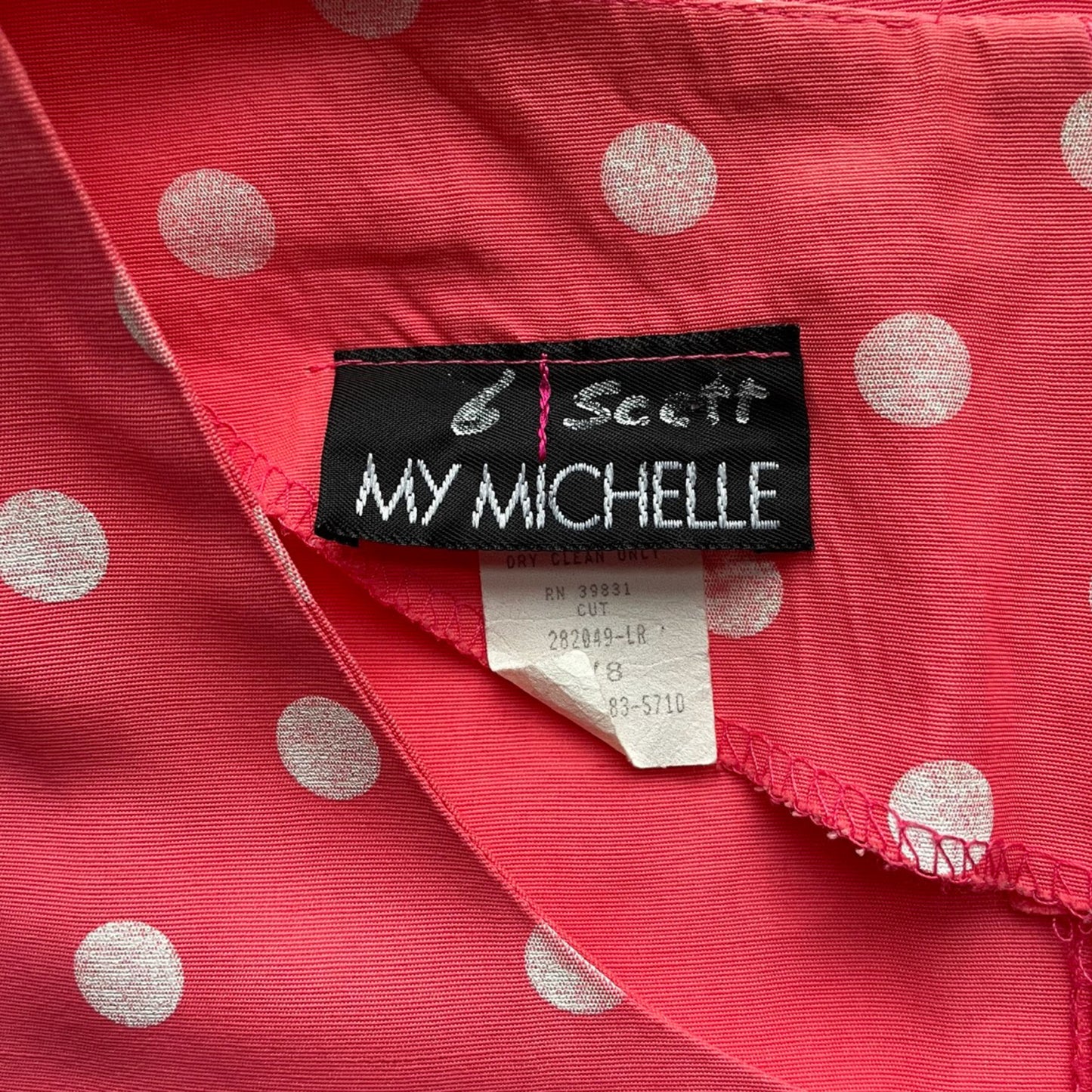 80s/90s Coral and White Polka Dot Mini Dress