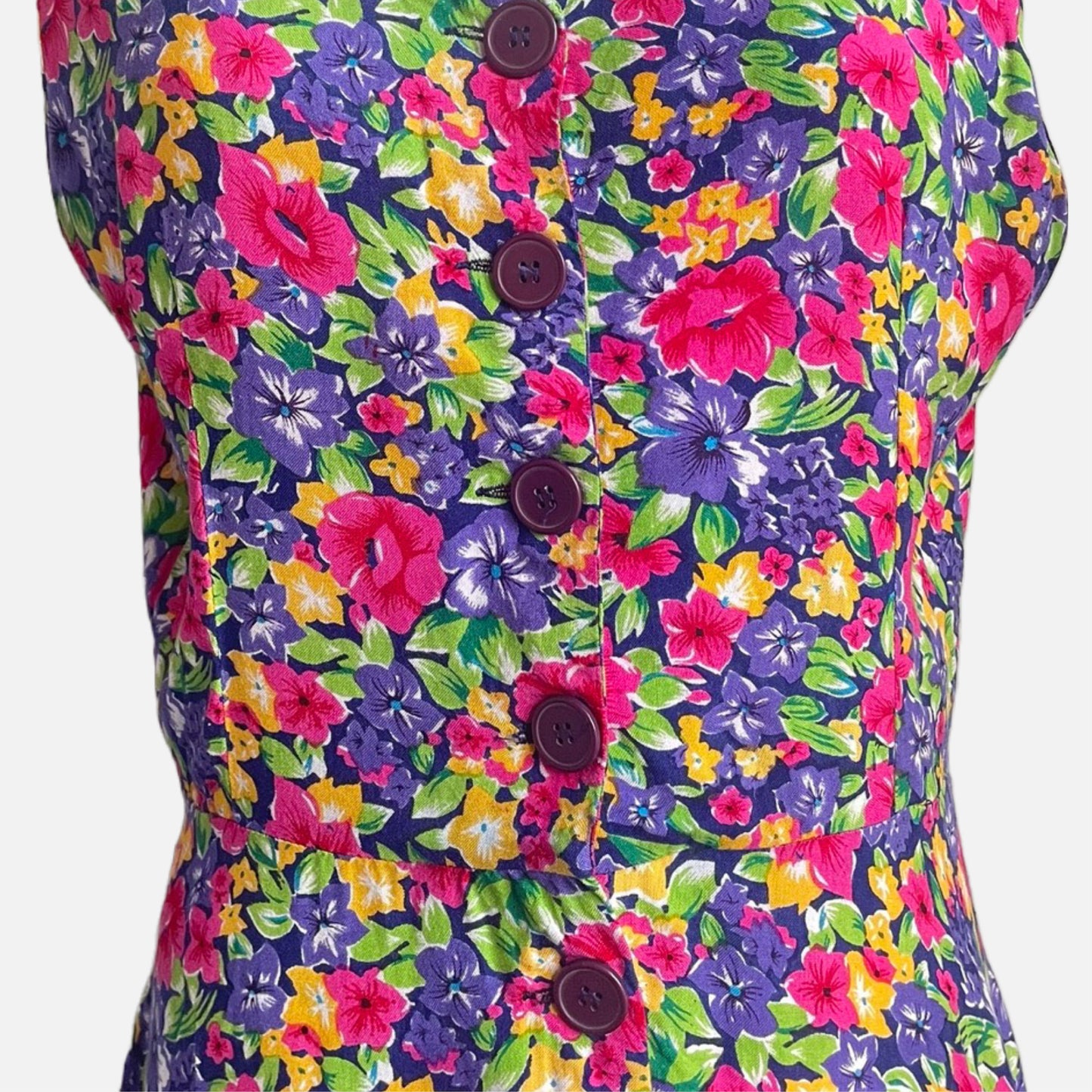 80s/90s Floral Button-Front Midi Sundress