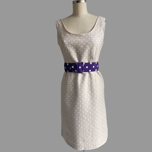 90s/Y2K Linen Polka Dot Sleeveless Mini Dress