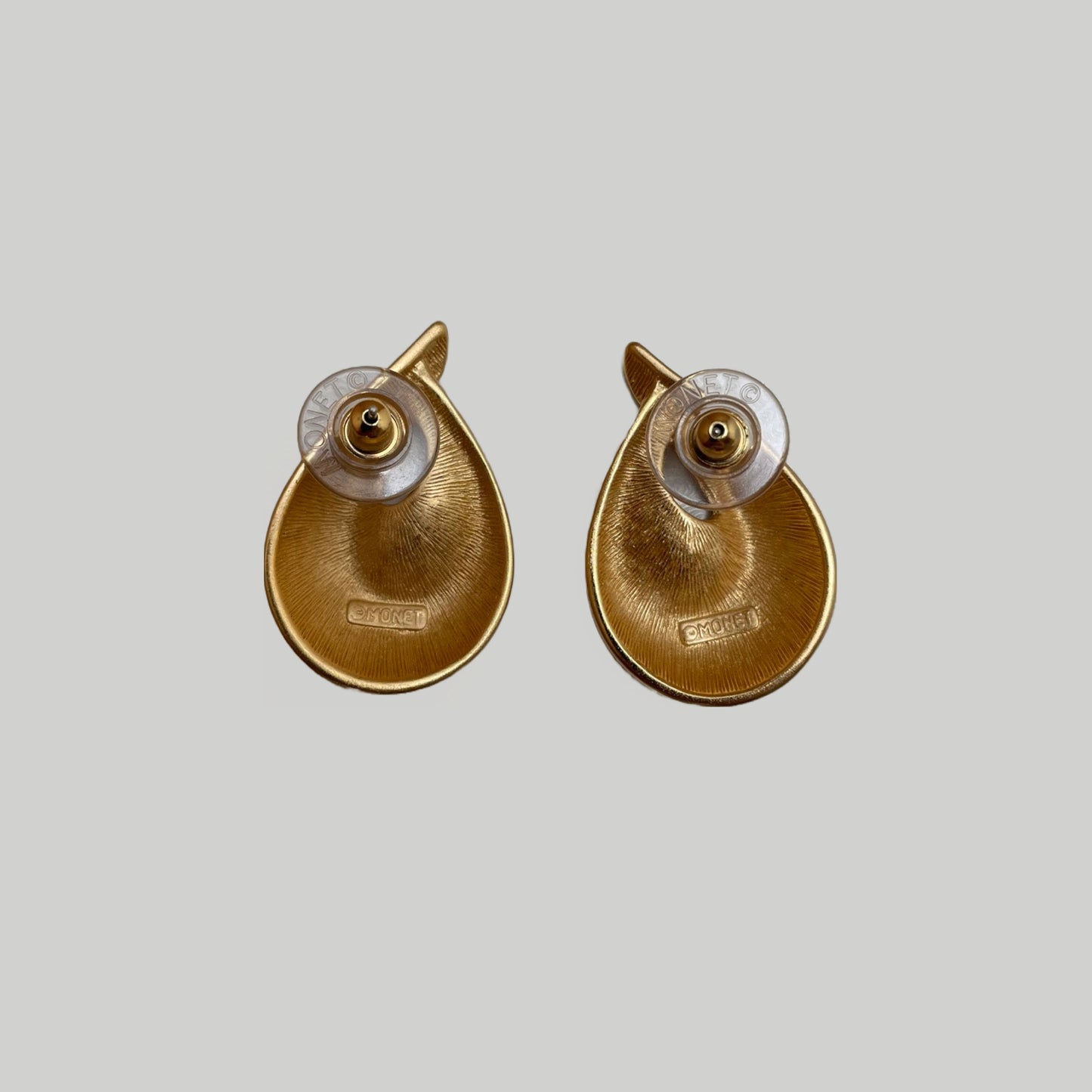 90s Monet Matte Gold Tone Tear Stud Earrings