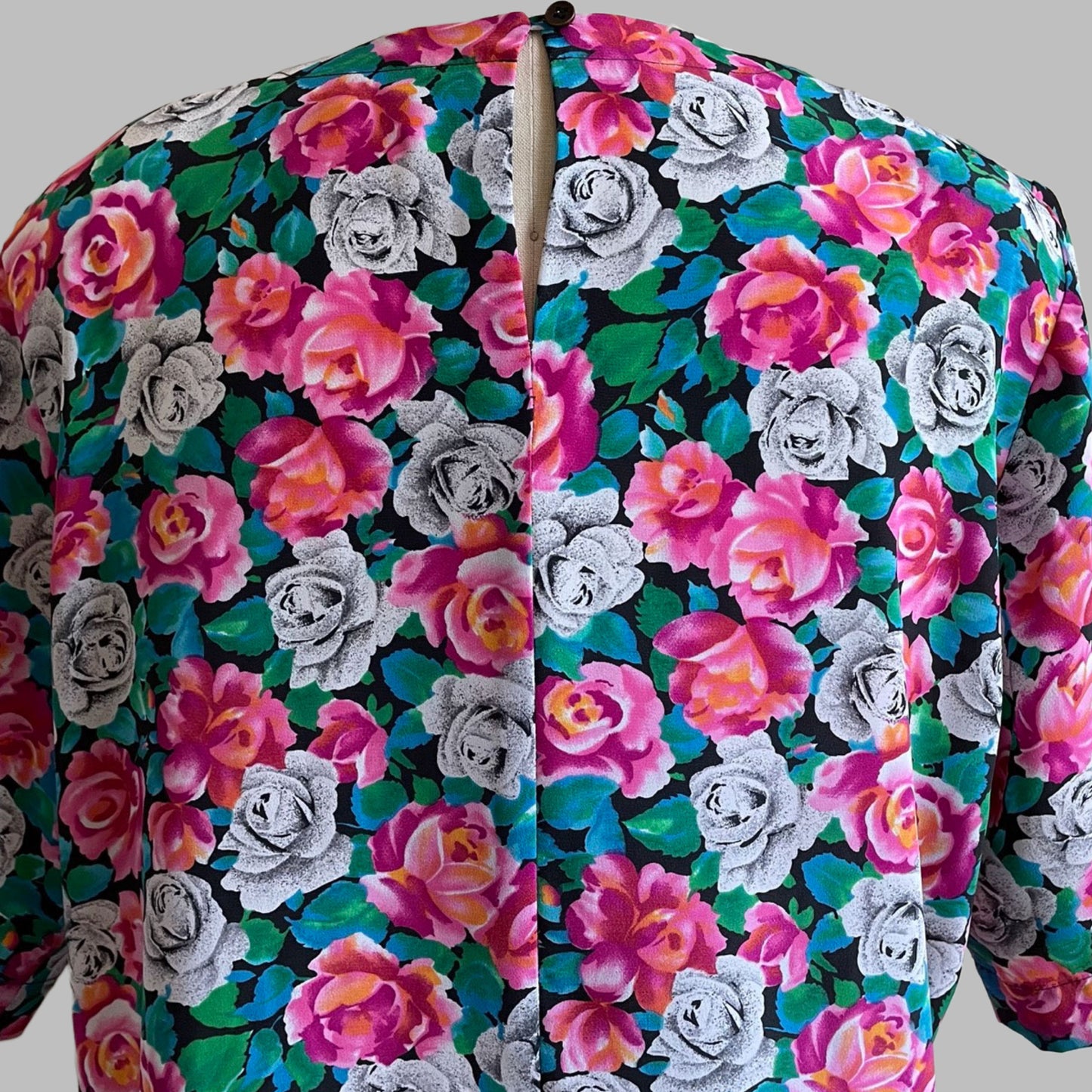 80s Multicolor Floral Short Sleeve Top