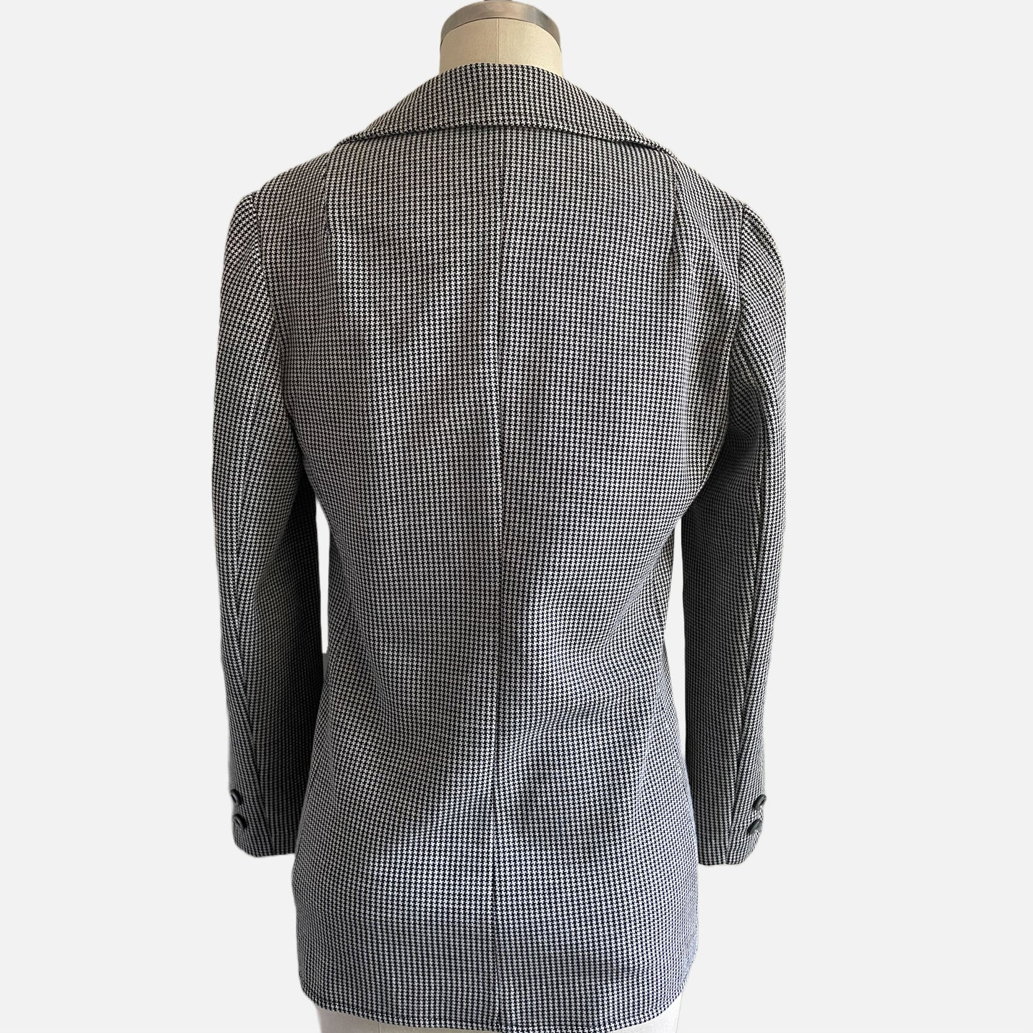 70s Black and White Houndstooth Blazer