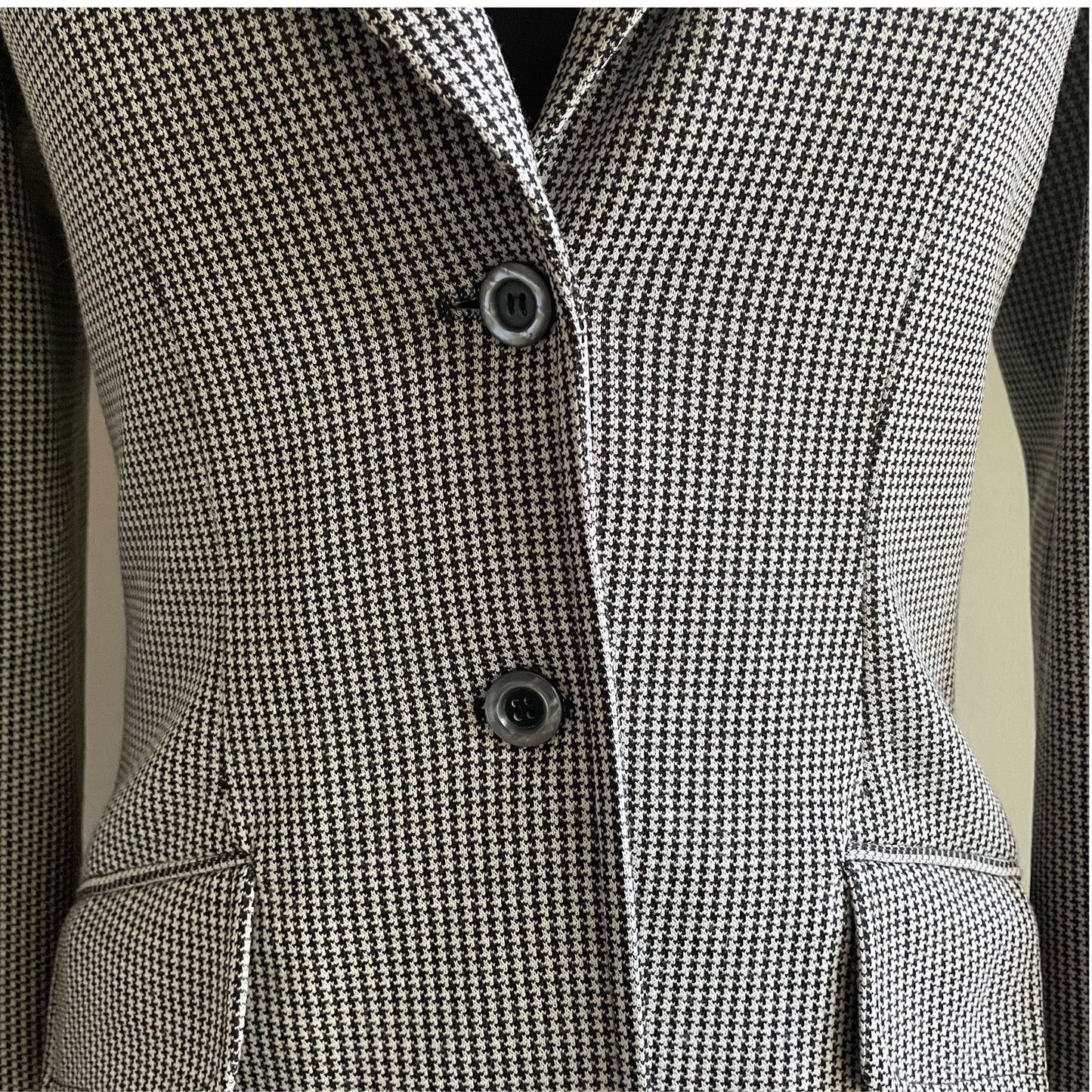 70s Black and White Houndstooth Blazer