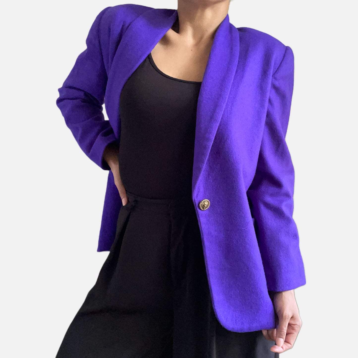 80s Royal Purple 100% Wool Blazer