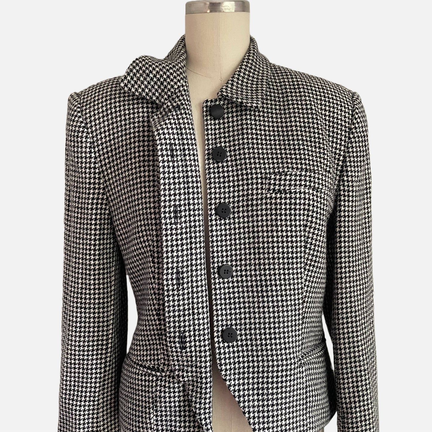 90s Houndstooth 100% Suit Jacket