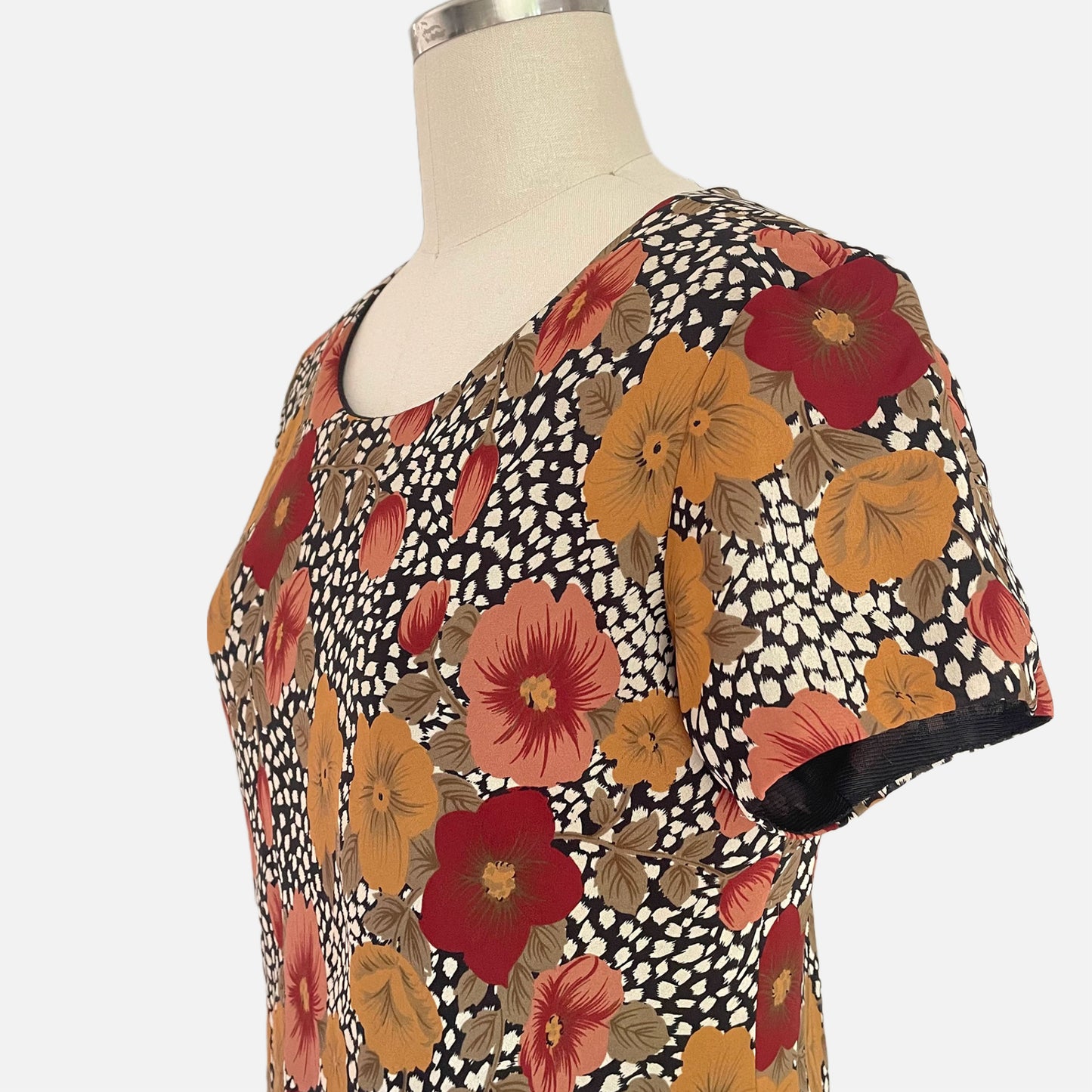 1990's Multi Print Pull Over Shift Dress