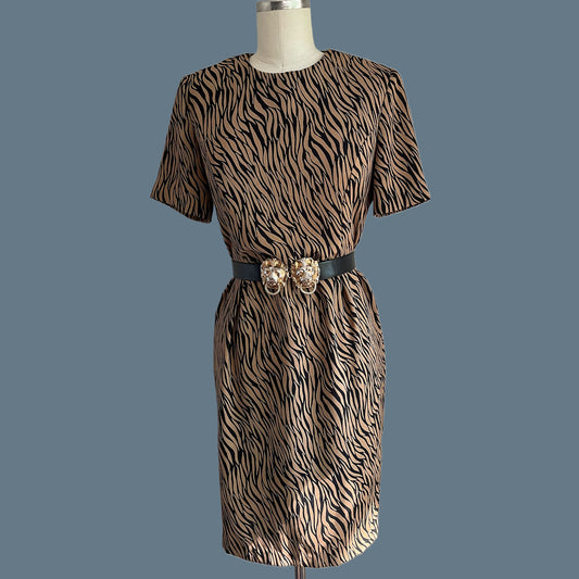 90s Zebra Print Sheath Dress