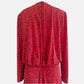 80s  Burning Red Floral Print Long Sleeve Maxi Dress