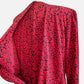 80s  Burning Red Floral Print Long Sleeve Maxi Dress