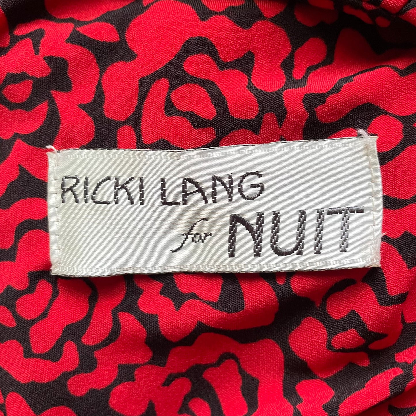 80s  Burning Red Floral Print Long Sleeve Maxi Dress