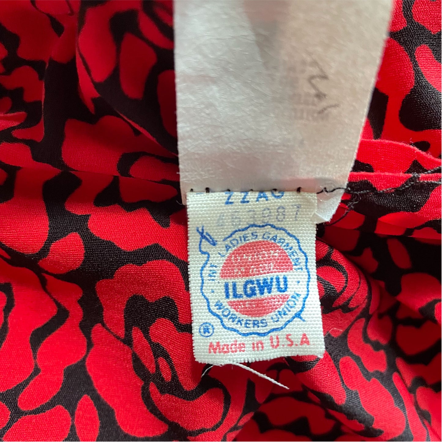 80s  Burning Red Floral Print Long Sleeve Maxi Dress