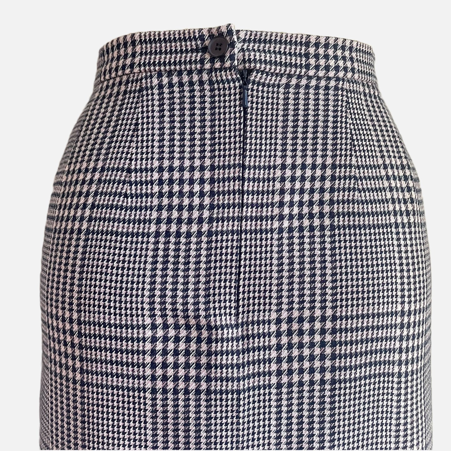 90s Navy and Pastel Pink Pink Houndstooth Plaid Skirt