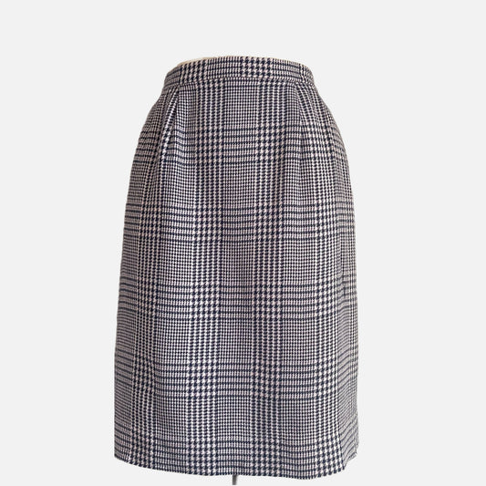 90s Navy and Pastel Pink Pink Houndstooth Plaid Skirt
