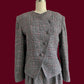 90s Houndstooth Asymmetrical Skirt Suit