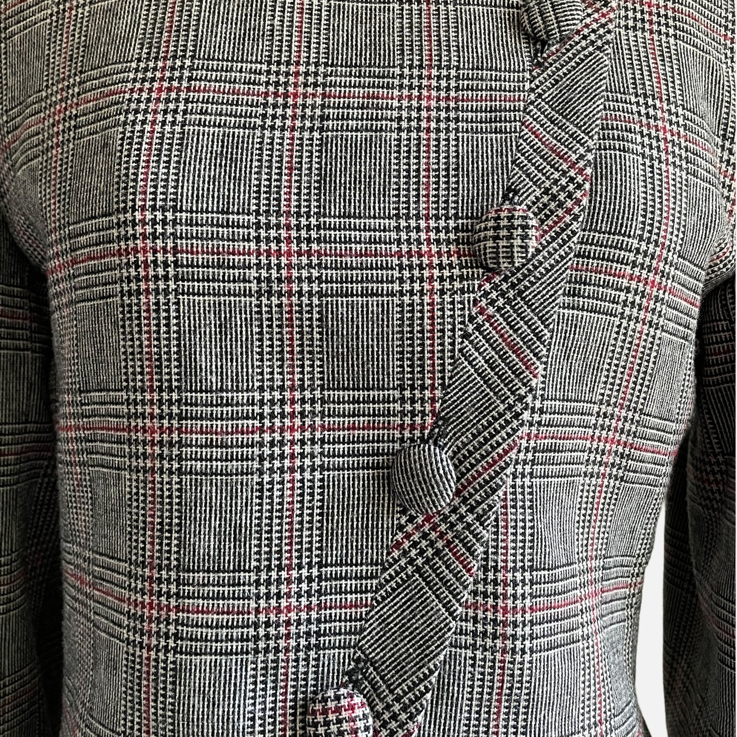 90s Houndstooth Asymmetrical Skirt Suit