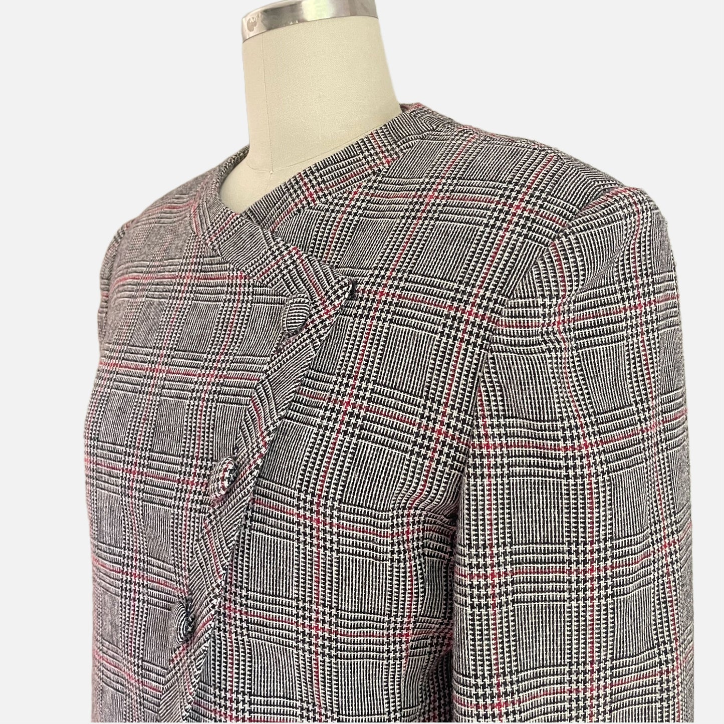 90s Houndstooth Asymmetrical Skirt Suit