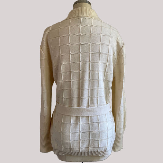 60s/70s Beige Collared Knit Cardigan