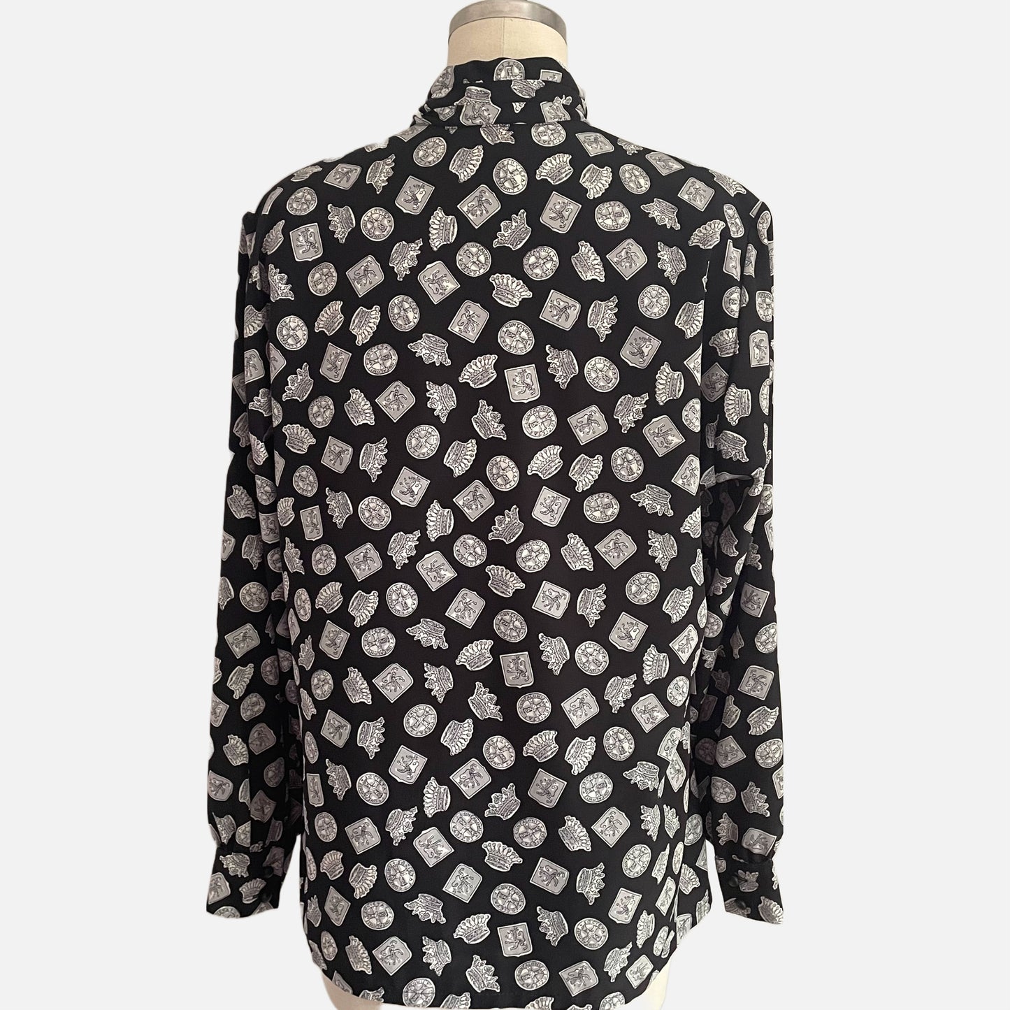 80s Heraldic Print Secretary Top