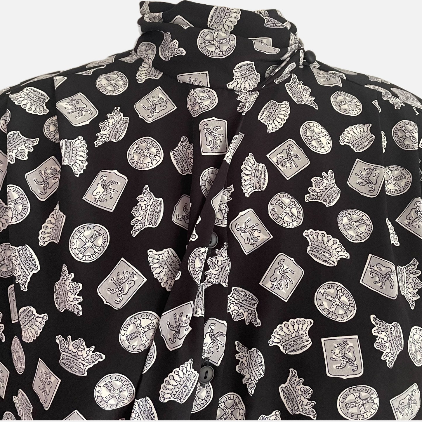 80s Heraldic Print Secretary Top
