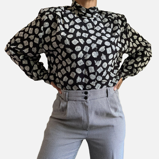 80s Heraldic Print Secretary Top
