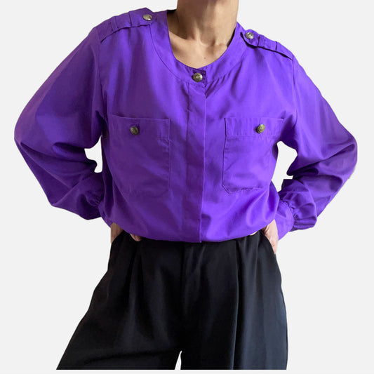 80s Royal Purple Secretary Top