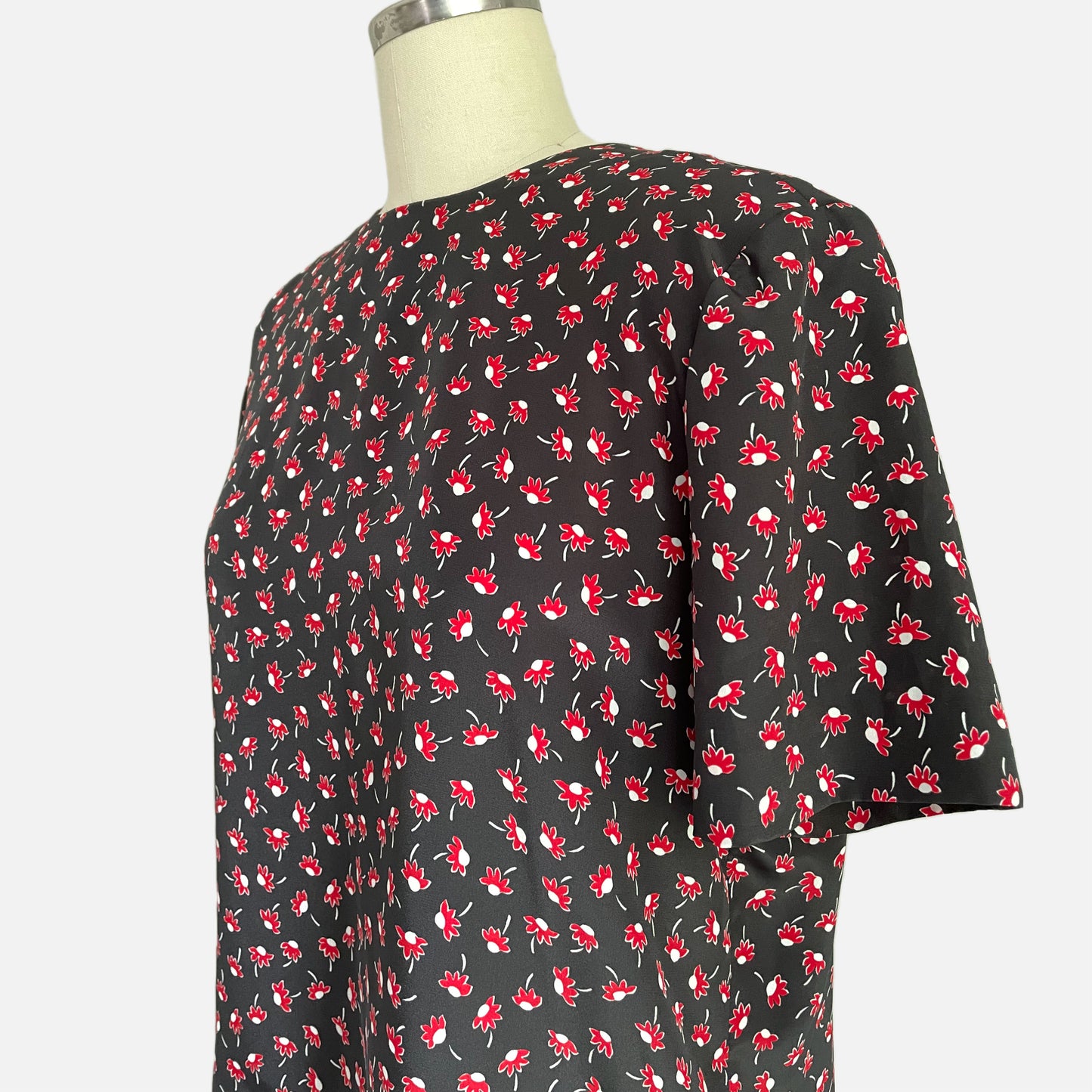 90s Floral Print Short Sleeve Shell Top