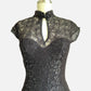 90s Caché Metallic Floral Mesh Lace Bodycon Formal Dress