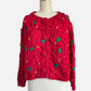 90s Red Poinsettia Knit Holiday Cardigan