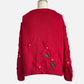 90s Red Poinsettia Knit Holiday Cardigan