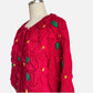 90s Red Poinsettia Knit Holiday Cardigan