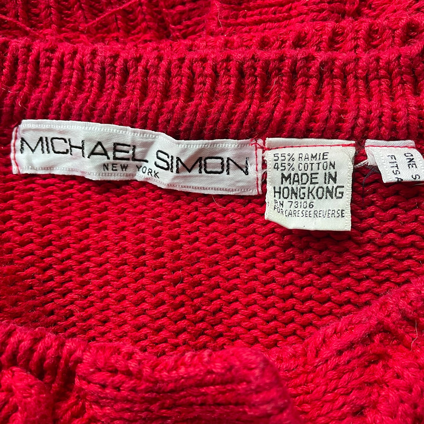 90s Red Poinsettia Knit Holiday Cardigan