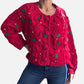 90s Red Poinsettia Knit Holiday Cardigan