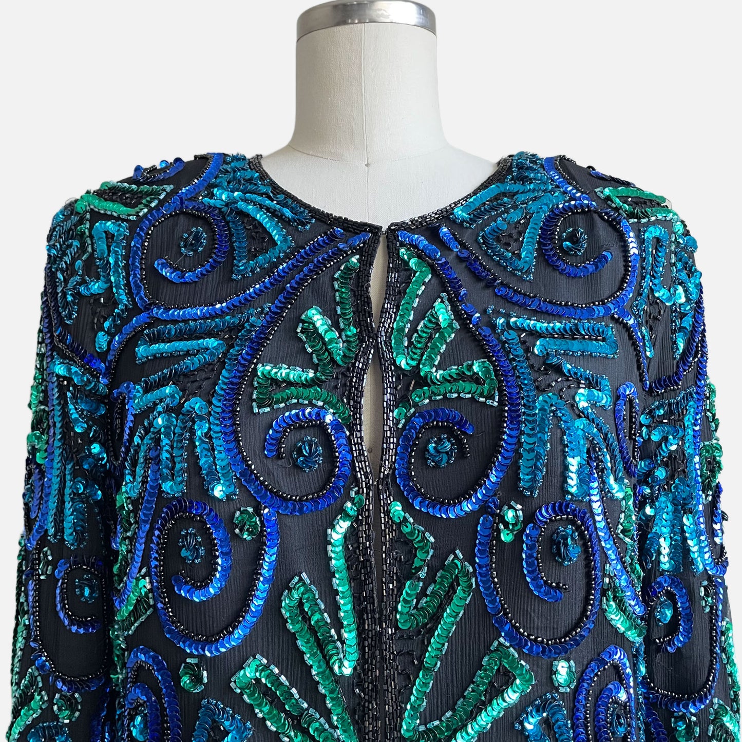 80s/90s 100% Silk Sequin Beaded Multi-Color Cardigan