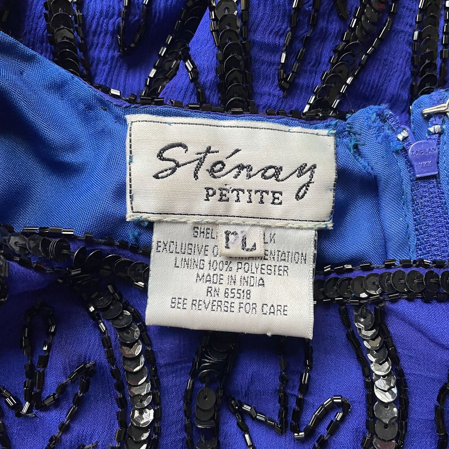 80s 100% Indigo Blue Sequin Beaded Top