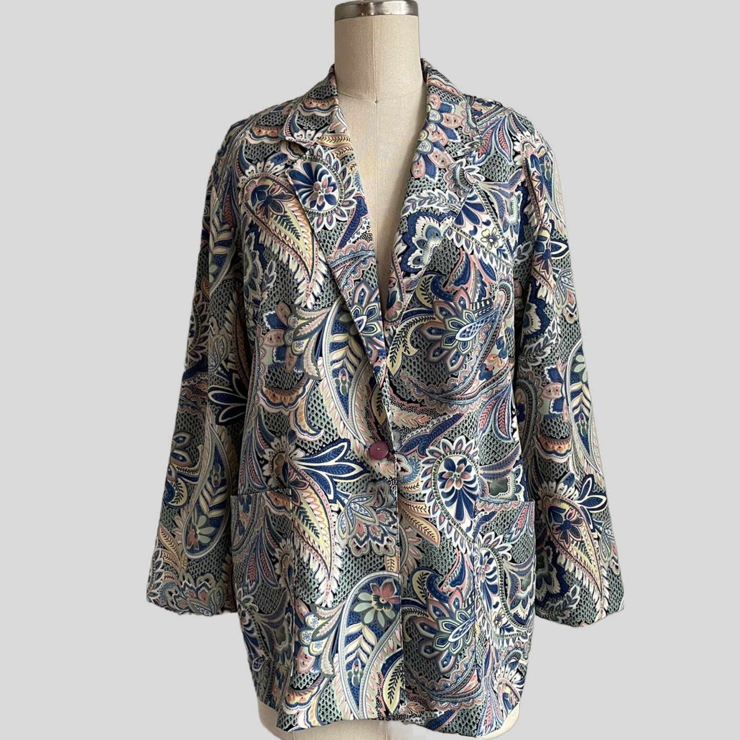 80s/90s Paisley Multi Print Lightweight Boyfriend Blazer