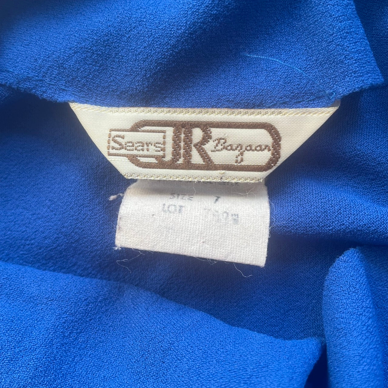 60s Royal Blue Ruffled A-Line Pullover Dress