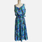 80s/90s Blue Floral and Animal Print Sleeveless Sundress