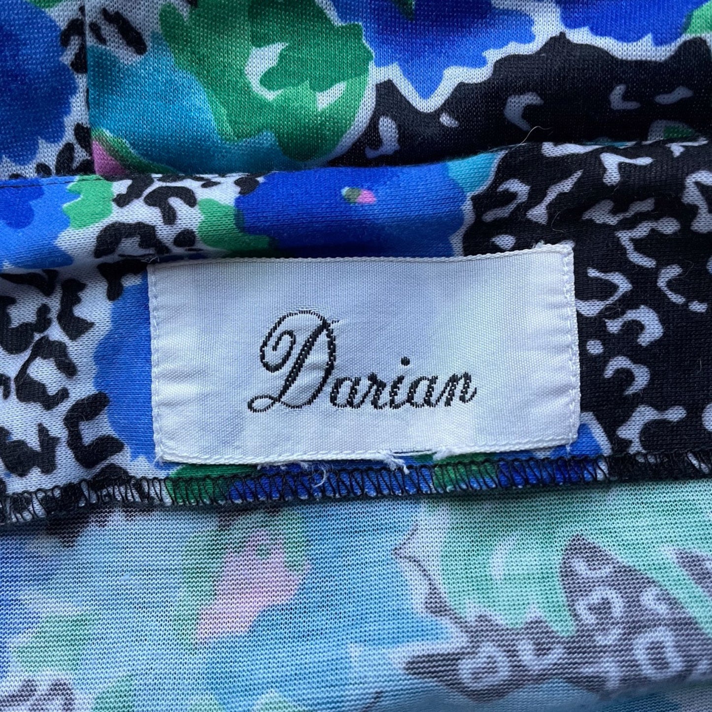 80s/90s Blue Floral and Animal Print Sleeveless Sundress