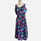 80s/90s Multicolor Floral and Black Sleeveless Sundress