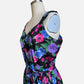 80s/90s Multicolor Floral and Black Sleeveless Sundress