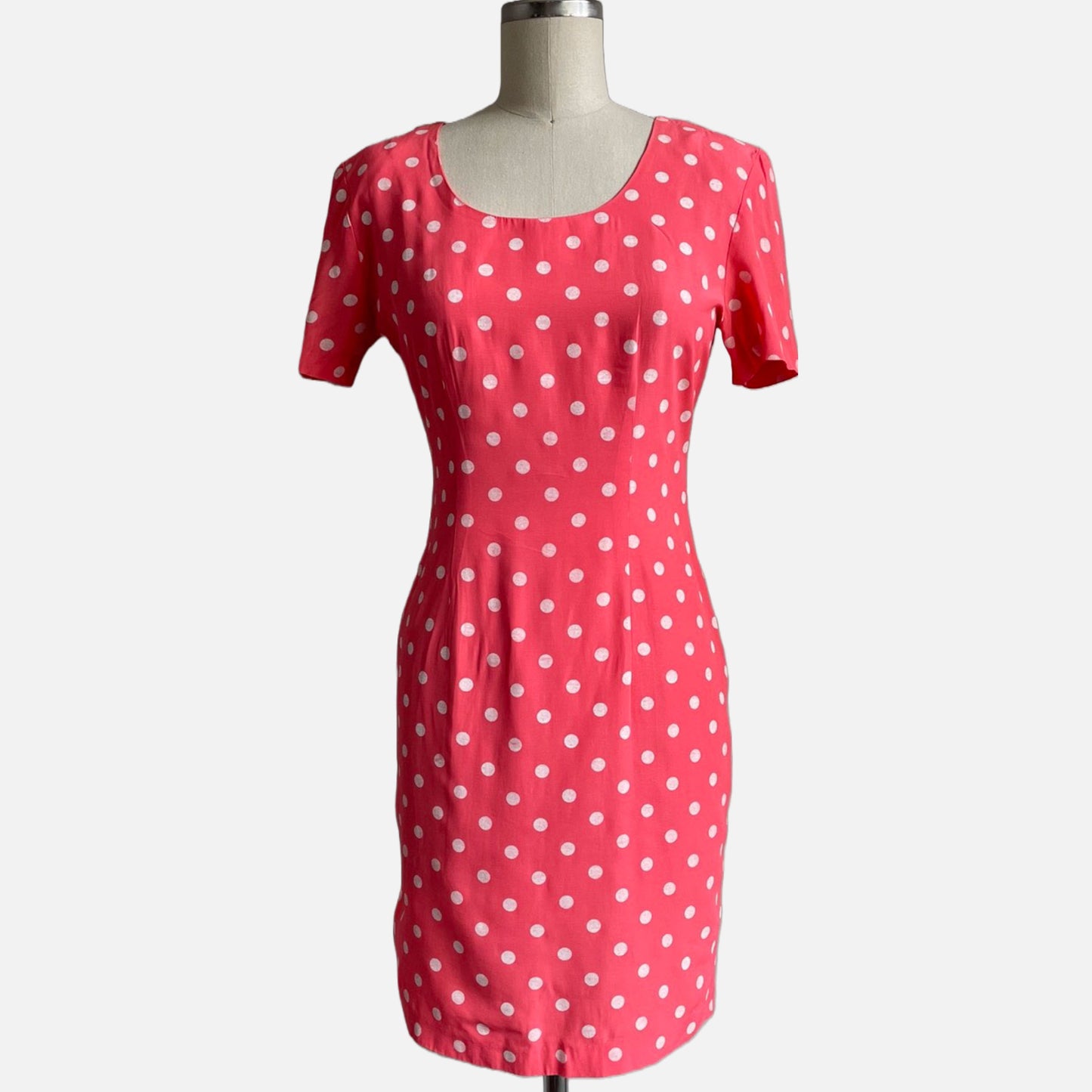 80s/90s Coral and White Polka Dot Mini Dress