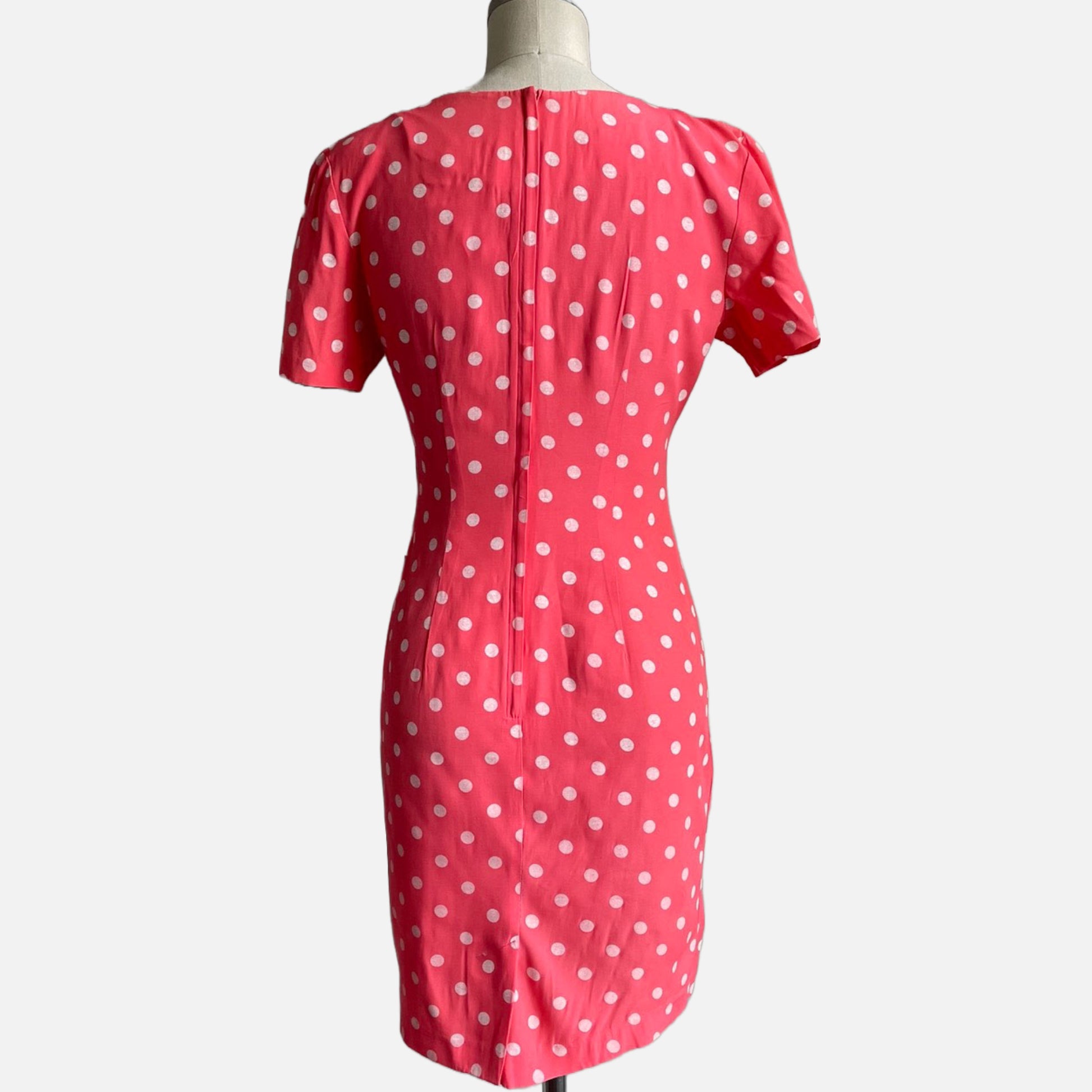 polka dot dress 90s VTG Y2K Red White Polka Dot Halter Swing Dress M 90s USA Unlined Smocked Back